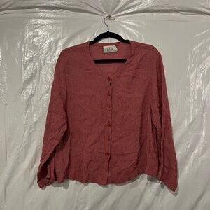 Eileen Fisher Red Check Button Down Shirt Size Medium